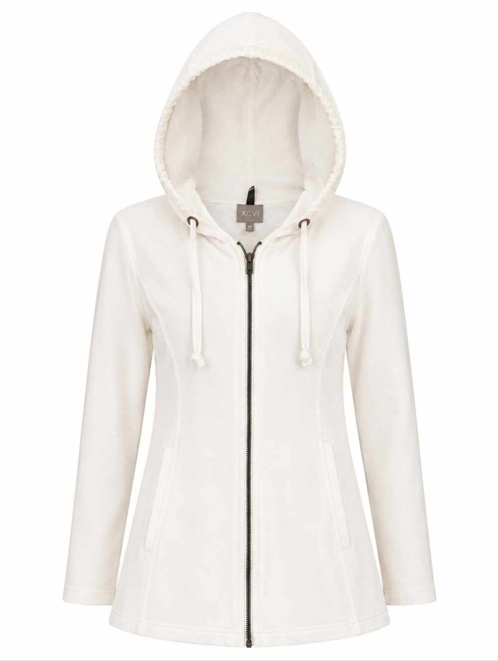 XCVI | White Terry Hooded Full Zip Lightweight‎ Jacket Pockets Casual Active | M